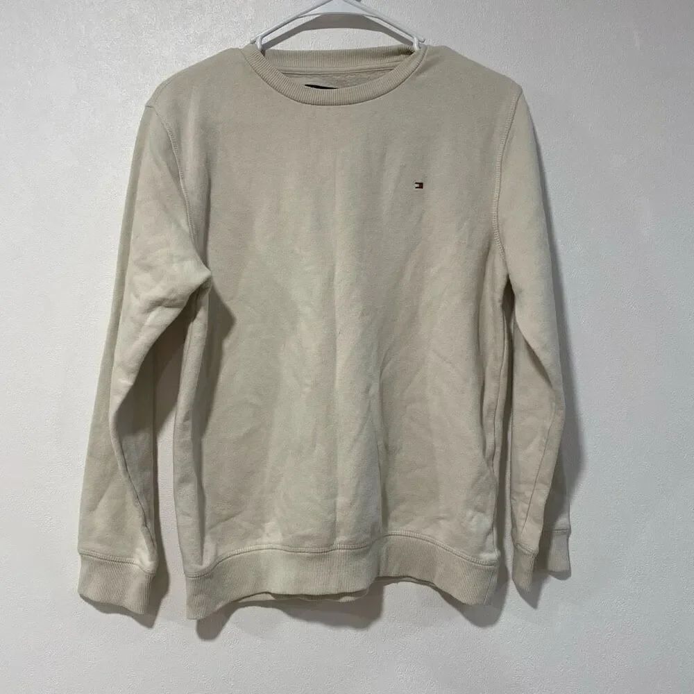 Tommy Hilfiger Cream Crewneck Sweatshirt | Youth L (14/16)
